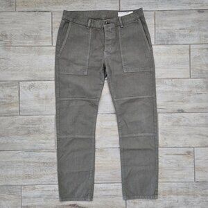 Rag & Bone Army Green Pant Women's Double Knee Button Fly Straight Leg Cotton 30